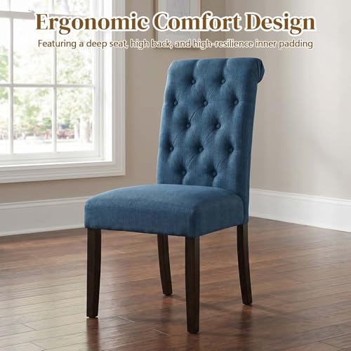 Anwick Blue Modern Accent Chair Set of 2, Mid Century Upholstered Living Room Chair with Wood Legs, Comfy Small Accent Chair with Back for Small Spaces, Office, Bedroom, Reading Spaces (Blue2) - color: Blue2