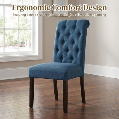 Anwick Blue Modern Accent Chair Set of 2, Mid Century Upholstered Living Room Chair with Wood Legs, Comfy Small Accent Chair with Back for Small Spaces, Office, Bedroom, Reading Spaces (Blue2) - color: Blue2