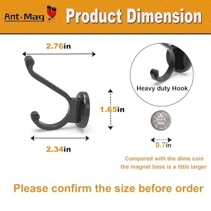 Ant Mag Magnetic Hooks Heavy Duty 140LBS, Neodymium Wall Coat Hooks 2 Pack | Strong Magnet Hooks for Hanging Coats, Robes, Backpacks, Bags, Hats, Keys, Mugs, Cups, Towels,Black - color: Black, size: 2 Pack