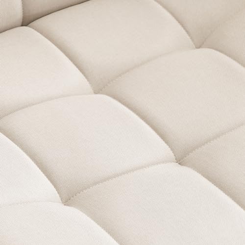 Furnimart Swivel Criss Cross Legged Chair with Wheels for Home Office, Wide Armless Desk Chair Height Adjustable Comfy Seat for Desk,Vanity, Bedroom, Beige - color: Linen-beige