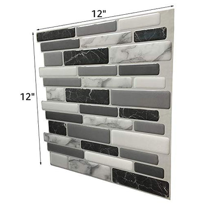 Art3d 6-Pack Peel and Stick Backsplash Wall Tile, 12 x 12 Inch, Marble Grey | Strong Adhesion, Lightweight, Cuttable, Waterproof, Fadeless, Crack Resistant, for Kitchen, Bedroom, Ideal for Recently Moved - color: Light Grey