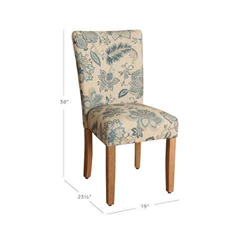 HomePop Parsons Classic Upholstered Accent Dining Chair, Set of 2, Blue Jacobean - color: Blue Jacobean, style: Pack of 2