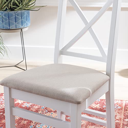 Torino Three Piece Drop Leaf Dining Set in White with Beige Upholstered Seats by Linon - color: White Set