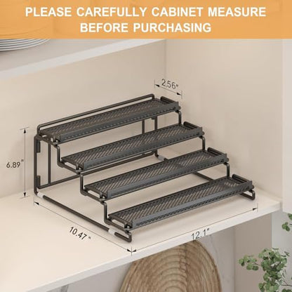2 Pack Spice Rack Organizer for Cabinet, 4 Tier Black Seasoning Organizer Rack for Inside Cabinets, Countertop, Pantry Storage - size: 2S