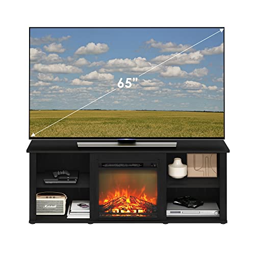 Furinno Classic 60 Inch TV Stand with Fireplace, Americano - color: Americano, size: 60-Inch