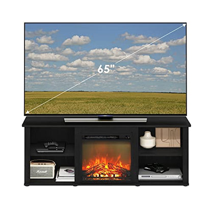 Furinno Classic 60 Inch TV Stand with Fireplace, Americano - color: Americano, size: 60-Inch