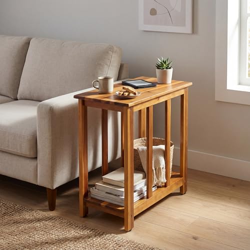 ENKEZI Narrow End Table with Shelf – Slim Side Table, Nightstand for Small Spaces, Bedroom, Living Room, Balcony or Outdoor Use (Minimalist III) - style: Minimalist III