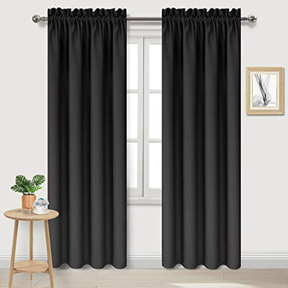 DWCN Blackout Curtains for Bedroom Living Room 38 x 84 Inch Long Black | 2 Panels Set, Room Darkening, Thermal Insulated, Light Blocking, Rod Pocket Drapes, Noise Reducing Window Treatments - color: Black, size: 38"W x 84"L (Pack of 2)