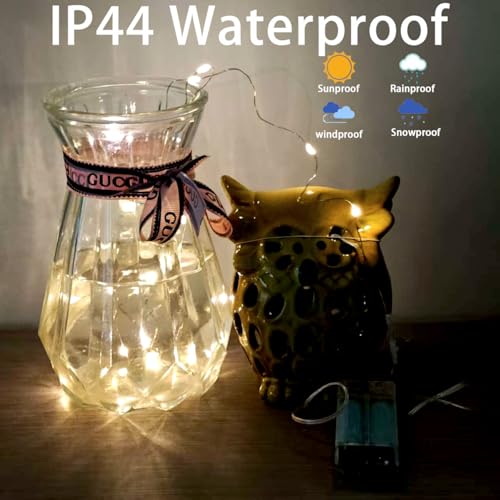 6 Pack Fairy String Lights with Timer, 2AA Battery Operated, IP65 Waterproof, 20 Warm White LED Copper Wire for Indoor Outdoor Decor - size: 6PACK-2AA Battery -6.56FT/20LED-Warm white