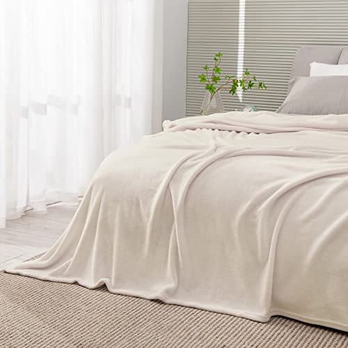 BEDELITE Fleece Blanket Soft Plush Queen Size Bed Blanket Beige 90"x90" | Ultra Soft Fleece, Plush Microfiber, Lightweight Warmth, All Season Comfort, Fade Resistant, Machine Washable,Perfect for Bed - color: Beige, size: Queen(90"x90")