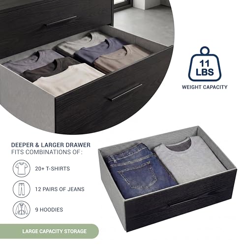5-Drawer Dresser w/Fabric Drawers, Modern, Storage Chest,Black | 5-drawer dresser, fabric storage drawers, sturdy wood frame, bedroom organizer, living room, hallway & closet black chest