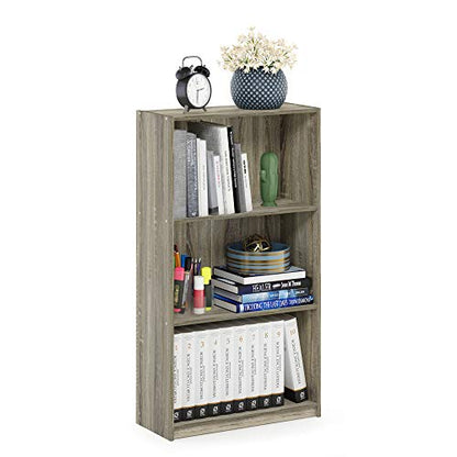Furinno BASIC Book Shelf, 3-Tier Modern Bookshelf, Bookcase with Open Shelves, 9.3 x 21.8 x 39.5, for Living Room, Bedroom, Home Office, Sonoma Oak - color: Sonoma Oak, size: 3-Tier