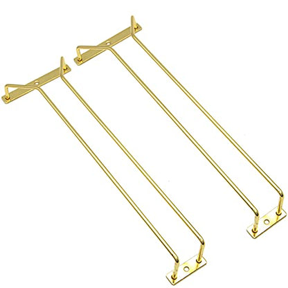 14-Inch Gold Wine Glass Rack, Under Cabinet Wine Glass Holder Stainless Steel Stemware Rack - Hanging Stemware Holder for Cabinet Kitchen Bar, Set of 2 - color: Gold, size: 14 Inch 2 Pack