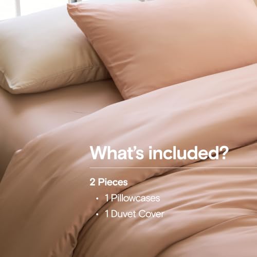 DOZ Duvet Cover Set, 100% Viscose derived from Bamboo, Organically Grown, Buttery Soft, Cooling Duvet Covers, High GSM, 1 Duvet Cover and 1 Pillowcase, 70"x90" (Blush, Twin/Twin XL) - color: Blush, size: Twin/Twin XL