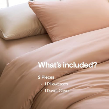 DOZ Duvet Cover Set, 100% Viscose derived from Bamboo, Organically Grown, Buttery Soft, Cooling Duvet Covers, High GSM, 1 Duvet Cover and 1 Pillowcase, 70"x90" (Blush, Twin/Twin XL) - color: Blush, size: Twin/Twin XL