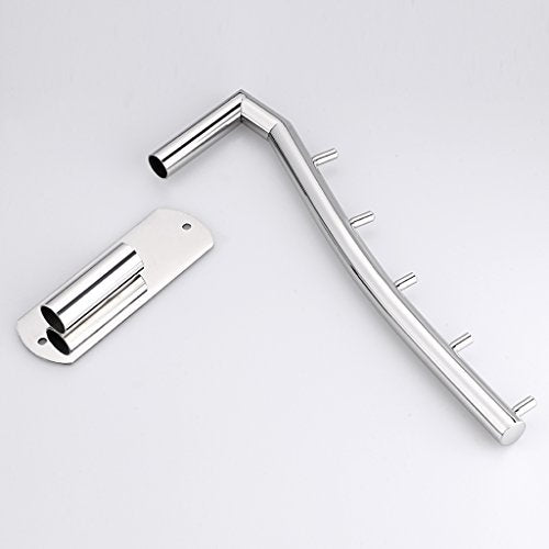 Sumnacon Wall Mounted Clothes Hanger Rack, Stainless Steel Garment Hooks with Swing Arm Holder, Space Saver Coat Robe Storage Organizer for Laundry Room Bedrooms, Clothing Drying Rack with 5 Hooks - color: Silver