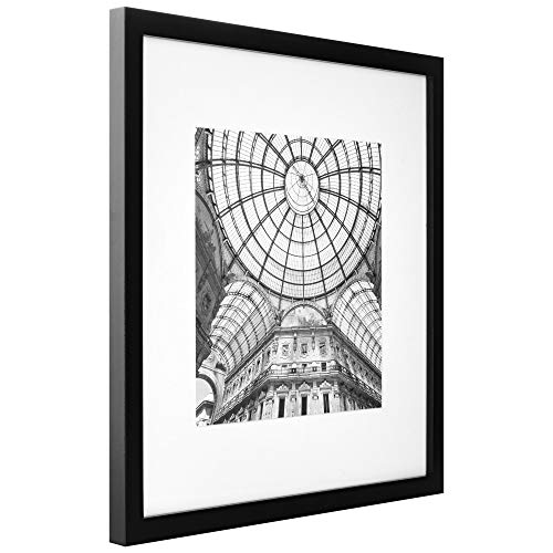 Gallery Perfect 12-Piece Black Photo Frame Set with Hanging Template - 12x12 Picture Frame Matted to 8x8 - Gallery Wall Kit - color: Black