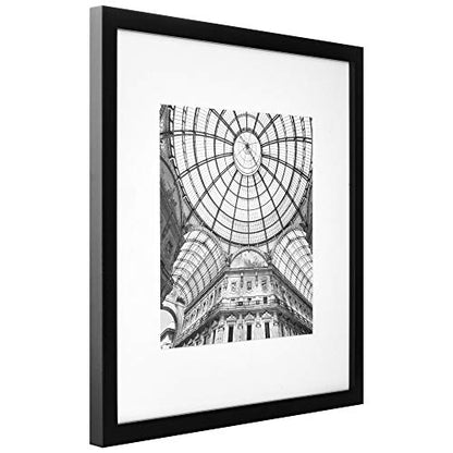 Gallery Perfect 12-Piece Black Photo Frame Set with Hanging Template - 12x12 Picture Frame Matted to 8x8 - Gallery Wall Kit - color: Black