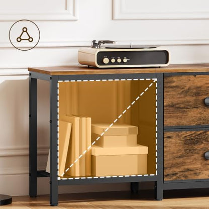 TV Stand for TVs up to 55", Entertainment Center with 2 Fabric Drawer, Media Console with Shelves, Television Stands for Living Room, Bedroom, Rustic Brown DS02RBR - color: Rustic Brown
