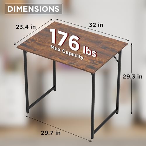 FDW 32 inches Office Small Computer Desk/Home Office Desk/Study Student Writing Desk/Modern Simple Style Desk,Brown - color: Brown, size: 32 Inches