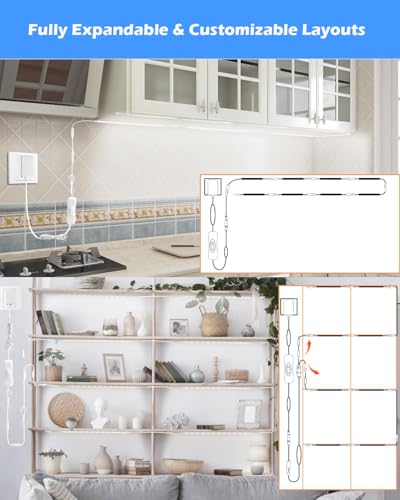 Under Cabinet Lighting, (8) Linkable 12-Inch Flexible LED Light Strips Kit, 20W 2000lm Daylight White, Durable LED Lights for Bookcases, Cabinets, Pantries, Showcase, Closet (Warm White) - color: Warm White