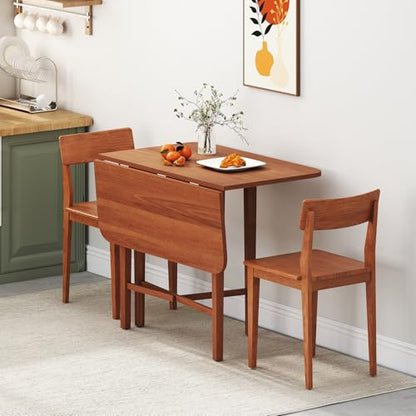 GOFLAME Square Drop Leaf Dining Table for 2-4 People, Folding Kitchen Table with Solid Rubber Wood Legs, Farmhouse Extendable Table for Dining Room, Living Room, Small Space, Walnut - color: Walnut