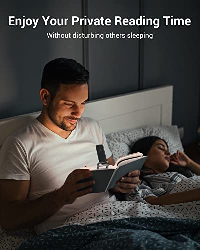 DEWENWILS USB Rechargeable Book Light for Reading in Bed, Warm White, Brightness Adjustable, LED Clip on Book Reading Lights, Perfect for Bookworms, Kids, Black | 2-Level Brightness, Flexible Lighting Angle, Compact & Lightweight, Ideal for Bookworms, Kid