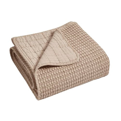Levtex Home Mills Waffle Twin Bedspread Set (84x104in) with 1 Pillow Sham (26x20in) - Blush - Cotton Waffle Twin Size Bedspread Set - Lightweight, Soft, Pre-Washed - color: Blush, size: Twin Bedspread