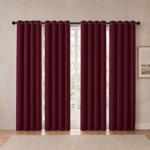 4-Panel-Curtain Room Darkening, 84 Inch Length for Bedroom Living Room, Insulated Thermal Grommet Curtain Drapes, Blackout(70-90%,Not 100%) Window Treatment Decor, Pack of 4, 52x84, Burgundy Red - color: Burgundy Red, size: 52"W x 84"L (Pack of 4)