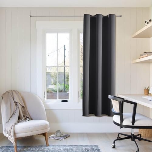 ChrisDowa Small Window Curtains 50 Inches Long for Bedroom Door Curtain | 29W x 50L, Dark Grey Room Darkening Drapes, Doorway Curtain for Living Room/Kitchen/Closet, Thermal Insulated, 1 Panel - color: Dark Grey, size: 29"W x 50"L (Pack of 1)
