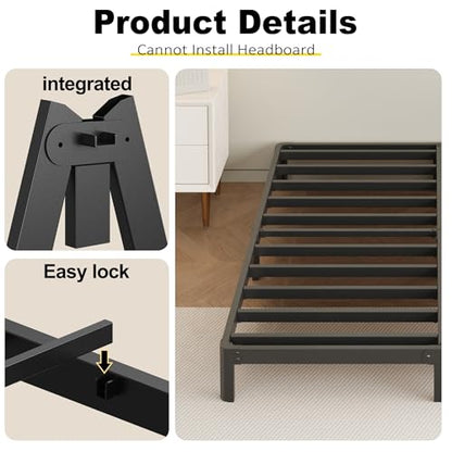 Yicensen 8 Inch Full Bed Frame No Box Spring Needed, Heavy Duty Full Size Metal Platform Bed Frame with Rounded Corner Legs, Easy Assembly, Noise Free, Black - size: Full, style: 8 Inch
