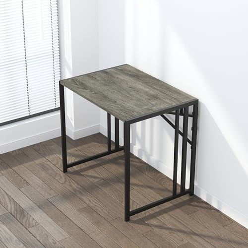 Lutown-Teen 32 inch Small Folding Desk, Black Oak | Writing Gaming Computer Camping Desk for Small Spaces, No Assembly Required Home Office Desk - color: Black Oak, size: 32 Inch