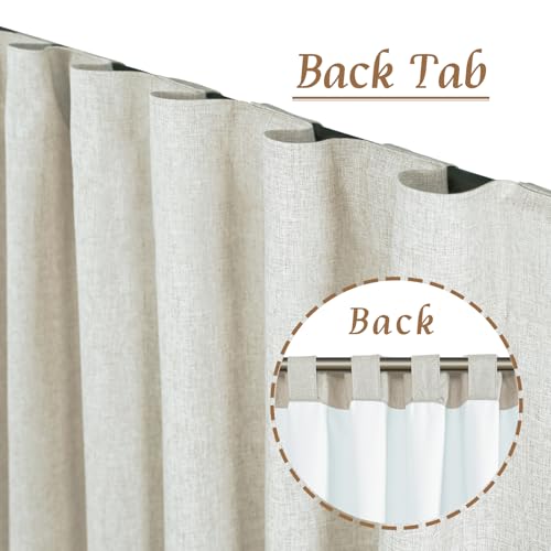 100% Blackout Linen Curtains for Bedroom 45 Inches 2 Panels, Stone | Linen Textured Thermal Window Drapes, Room Darkening, Privacy, Rod Pocket Back Tab Panels, with White Liner, 38 x 45 Inch - color: Stone, size: 38"W x 45"L (Pack of 2)