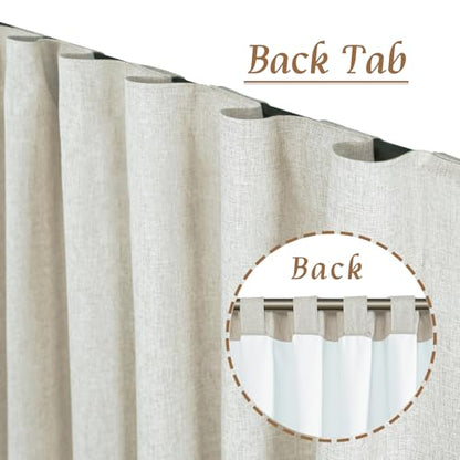100% Blackout Linen Curtains for Bedroom 45 Inches 2 Panels, Stone | Linen Textured Thermal Window Drapes, Room Darkening, Privacy, Rod Pocket Back Tab Panels, with White Liner, 38 x 45 Inch - color: Stone, size: 38"W x 45"L (Pack of 2)