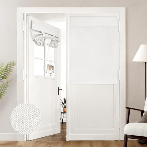 HOMEIDEAS 100% White Linen Blackout French Door Curtains, Privacy Door Window Curtains, 34 X 40 Inch Room Darkening Blinds, Thermal Insulated Shades for Bedroom, 1 Panel - color: White, size: 34"W x 40"L (Pack of 1)