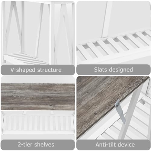 Entryway Table, 39" Farmhouse Console Table with Shelf Narrow Foyer Table | | 2-Tier Open Shelf,V-Shape Anti-Tip Legs,Slim Narrow Design,Sofa Table Use,Two-Tone Finish,30-Min Easy Assembly,Oak Grey - color: Oak Grey