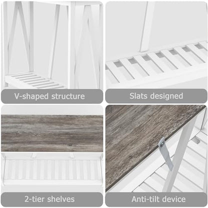 Entryway Table, 39" Farmhouse Console Table with Shelf Narrow Foyer Table | | 2-Tier Open Shelf,V-Shape Anti-Tip Legs,Slim Narrow Design,Sofa Table Use,Two-Tone Finish,30-Min Easy Assembly,Oak Grey - color: Oak Grey