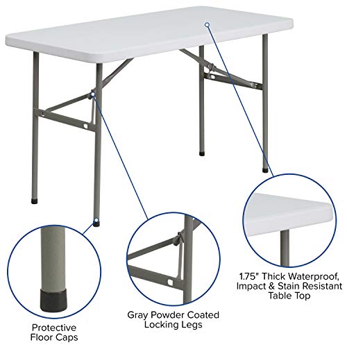 Flash Furniture 4-Foot Granite White Plastic Folding Table - color: Granite White, size: 4 feet