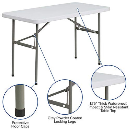 Flash Furniture 4-Foot Granite White Plastic Folding Table - color: Granite White, size: 4 feet
