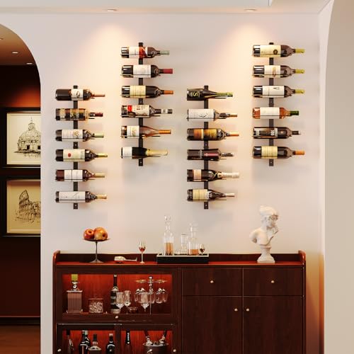 X-cosrack 36 Bottle Wall Mounted Wine Rack, Modular Hanging Wine Rack for DIY Display, Detachable 3 Pack Wine Bottle Holder, Black Metal Storage Rack for Bar, Kitchen, Cellar, Restaurant - size: 3 Pack (36 Bottles)