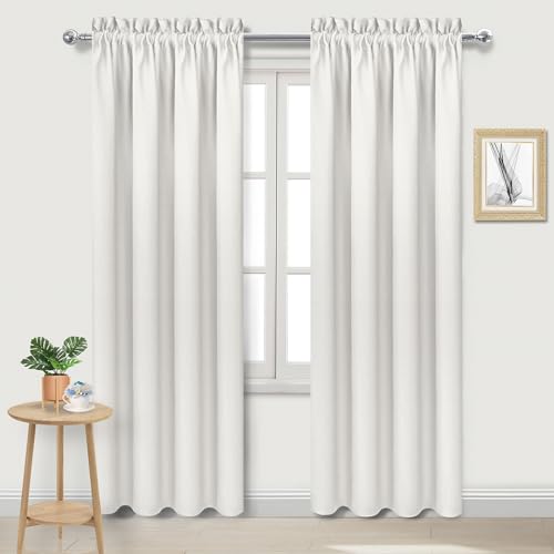 DWCN Blackout Curtains for Bedroom Living Room 42 x 84 Inch Long Ivory | 2 Panels Set, Room Darkening, Thermal Insulated, Light Blocking, Rod Pocket Drapes, Noise Reducing Window Treatments - color: Ivory, size: 42"W x 84"L (Pack of 2)