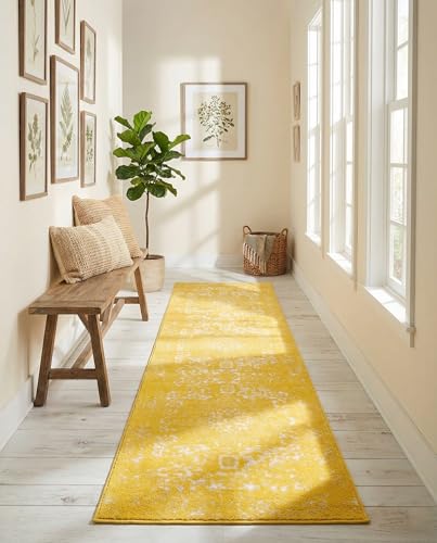 Rugs.com - Arlington Rug – 8 Ft Runner Yellow Coastal Runner Rug – Perfect for Hallways, Kitchens, and Entryways - color: Yellow, size: 2' x 8' (Runner)