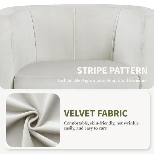 Yaheetech Barrel Accent Chair, Upholstered Modern Armchair, Beige | Soft Velvet Chair with High-Density Foam Seat, Barrel Sofa Chair for Living Room Bedroom Waiting Room - color: Beige, size: Set of 1