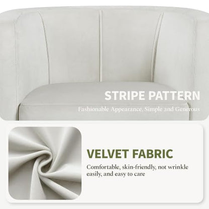 Yaheetech Barrel Accent Chair, Upholstered Modern Armchair, Beige | Soft Velvet Chair with High-Density Foam Seat, Barrel Sofa Chair for Living Room Bedroom Waiting Room - color: Beige, size: Set of 1