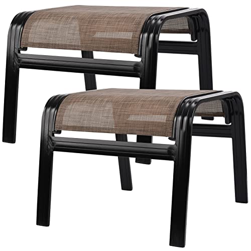 Patio Ottoman Outdoor Footstools Assembled Aluminum Footrest Small Seat for Balcony,Backyard 2 Pack Brown - color: 2 Pieces-new Brown