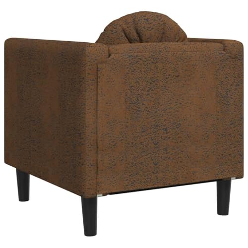 Brown Faux Suede Leather Armchair with Solid Wood Frame, Stain Resistant Upholstered Chair for Living Room Bedroom - color: Brown, size: 1 & Sofa