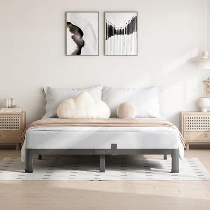 VIPSHOW 4 Inch Full Bed Frame with Round Corners No Box Spring Needed | 3500lbs Heavy Duty, 4 mattress stoppers, Noise-free, Easy assembly & anti-slip rubber covers, Kid & pet friendly - size: Full, style: 4 Inch