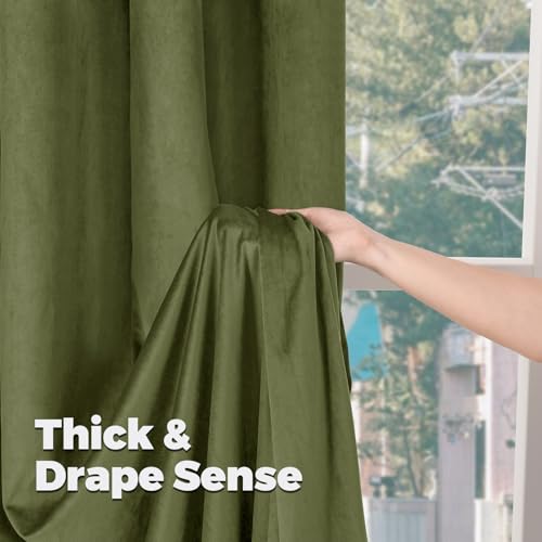BGment Sage Green Velvet Blackout Curtains 72 Inches Long for Bedroom, 52 x 72 Inch Velvet Curtains Super Soft Thermal Insulated Privacy Room Darkening Drapes with Back Tab and Rod Pocket, 2 Panels - color: Sage Green, size: 52"W x 72"L (Pack of 2)