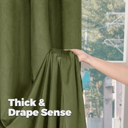 BGment Sage Green Velvet Blackout Curtains 72 Inches Long for Bedroom, 52 x 72 Inch Velvet Curtains Super Soft Thermal Insulated Privacy Room Darkening Drapes with Back Tab and Rod Pocket, 2 Panels - color: Sage Green, size: 52"W x 72"L (Pack of 2)