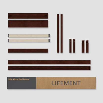 LIFEMENT King Bed Frame with Headboard Classic Wood Platform, Noise Free, Under Bed Storage, No Box Spring Needed, Easy Assembly, Walnut - size: King (U.S. Standard)